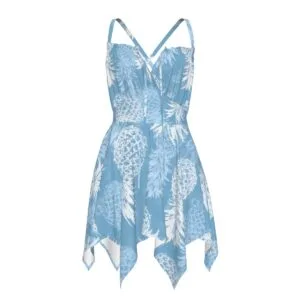 Colorful upside-down pineapple resort cami dress, product view