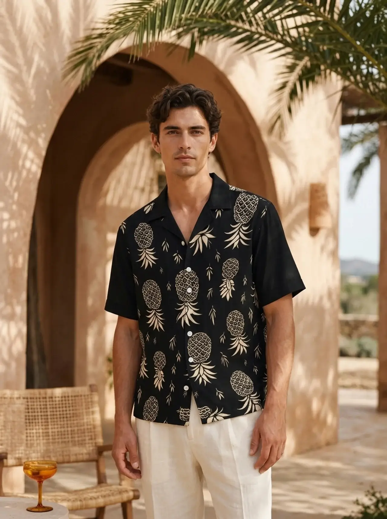 Upside-down pineapple Hawaiian shirt for resort wear